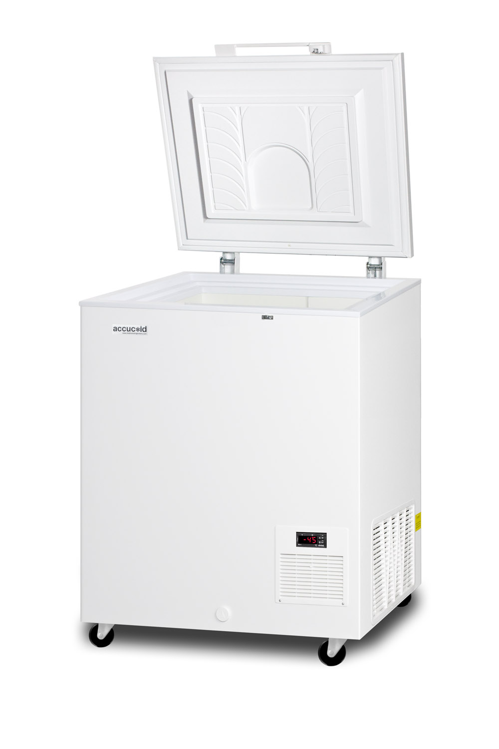 Commercial -45 C capable chest freezer with digital thermostat and 4.8 cu.ft. capacity